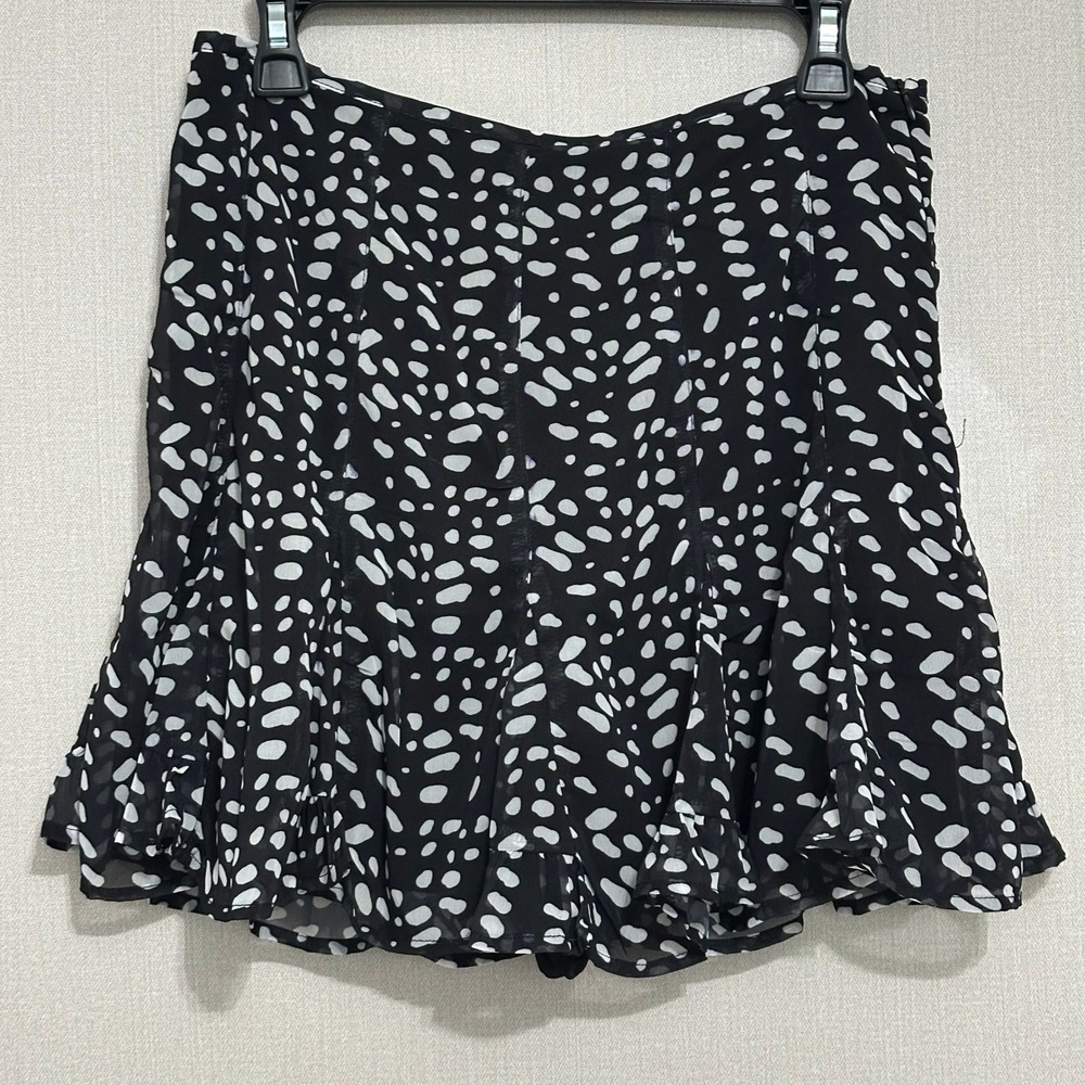 Pinch Black White Print Flounced Ruffle Hem Mini Skirt Skort Large Coquette